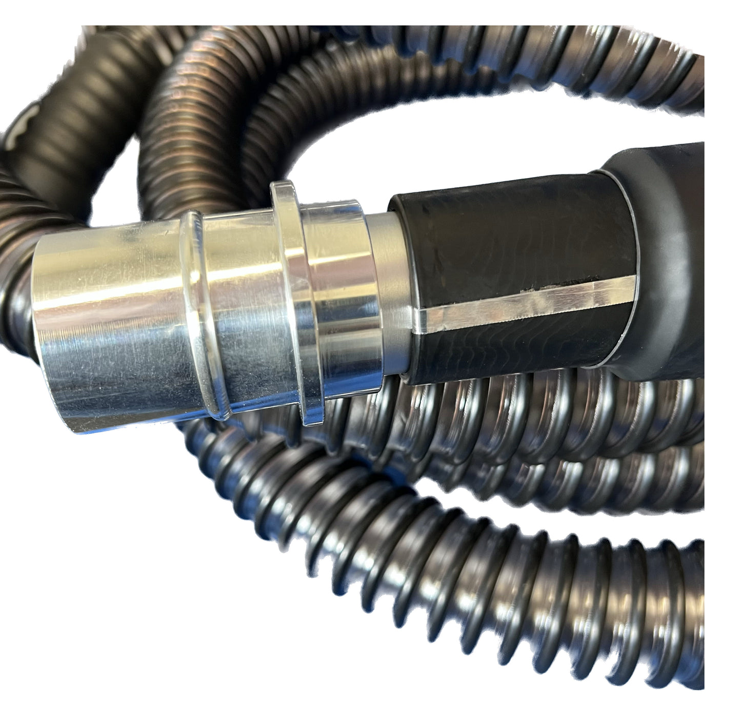 1-1/2" Heavy Duty Corrugated Polyurethane Grounded Vacuum Hose with Cuffs, Clear Color, 10', 15', 25' and 50' Lengths, Fits Latching and Non-Latching Inlet Valves, Equivalent to Gardner Denver®, AFW7015101, AFW7015151, AFW7015251, AFW7015501