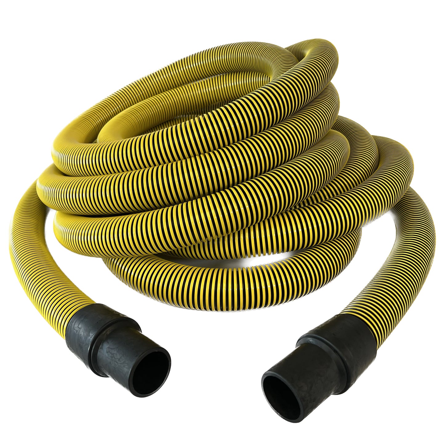 1-1/2" Conductive Vacuum Hose with Swivel Cuffs, Flexaust Genesis® StatPath® Plus Hose, Black and Yellow, 10', 15', 25' and 50' Lengths, Fits Non-Latching Inlet Valves