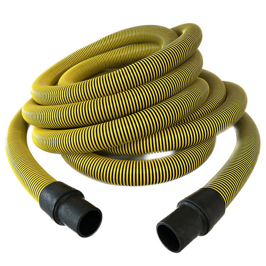 1-1/2" Conductive Vacuum Hose with Swivel Cuffs, Flexaust Genesis® StatPath® Plus Hose, Black and Yellow, 10', 15', 25' and 50' Lengths, Fits Non-Latching Inlet Valves