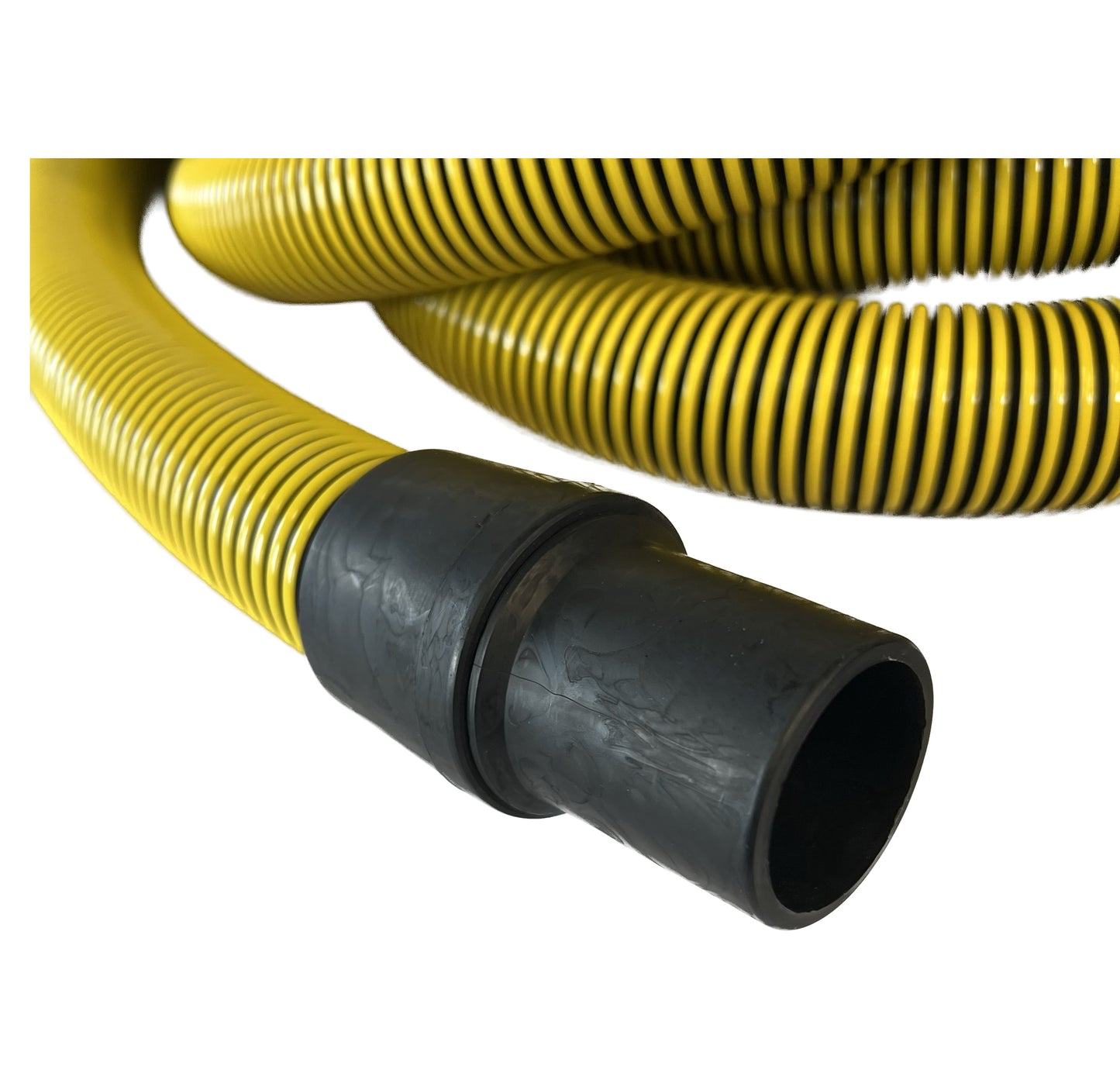 1-1/2" Conductive Vacuum Hose with Swivel Cuffs, Flexaust Genesis® StatPath® Plus Hose, Black and Yellow, 10', 15', 25' and 50' Lengths, Fits Non-Latching Inlet Valves