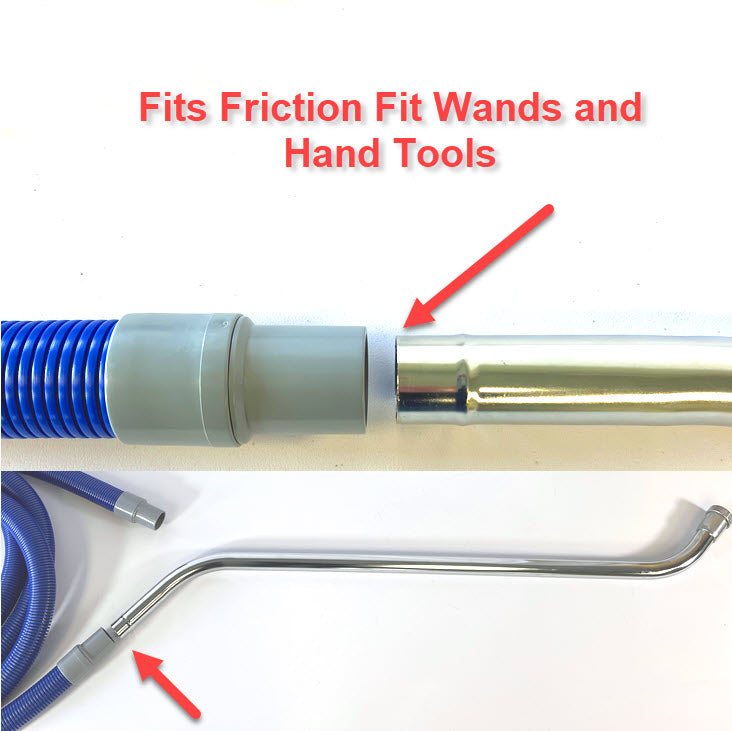 1-1/2" Flexible Plastic PVC Grounded Vacuum Hose with Cuffs, Gray Color, 10', 15', 25' and 50' Lengths Available, Fits Latching and Non-Latching Inlet Valves, Equiv to Gardner Denver® AFW7515101, AFW7515151, AFW7515251, AFW7515501