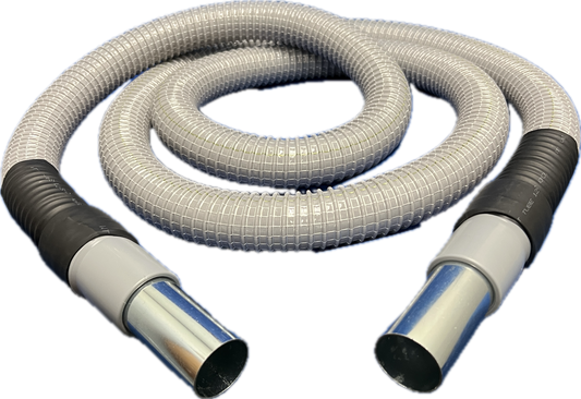 1-1/2" Flexible Plastic PVC Grounded Vacuum Hose with Cuff, Gray Color, 10', 15', 25' and 50' Lengths Available, Fits 1-1/2" I.D. Hoffman Style Inlet Valves, Equiv to Gardner Denver® HF10392560, HF10392561, HF103925652, HF10392563