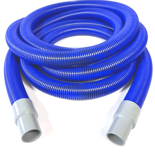 1-1/2" Crushproof Vacuum Hose with Cuffs, Flexaust Genesis® STM® Hose, Blue Color, 10', 15', 25' and 50' Lengths, Fits Non-Latching Inlet Valves