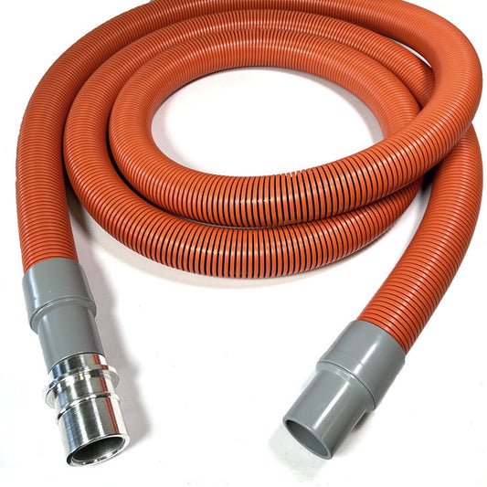 1-1/2" Crushproof Vacuum Hose with Cuffs, Flexaust Genesis® STM® Hose, Orange Color, 10', 15', 25' and 50' Lengths, Fits Latching and Non-Latching Inlet Valves