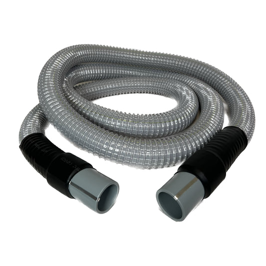 1-1/2" Flexible Plastic Grounded Vacuum Hose with Cuffs, Flexaust Dayflex® Flex-Vac® PVC Hose, Gray Color, 10', 15', 25' and 50' Lengths Available, Fits Non-Latching Inlet Valves