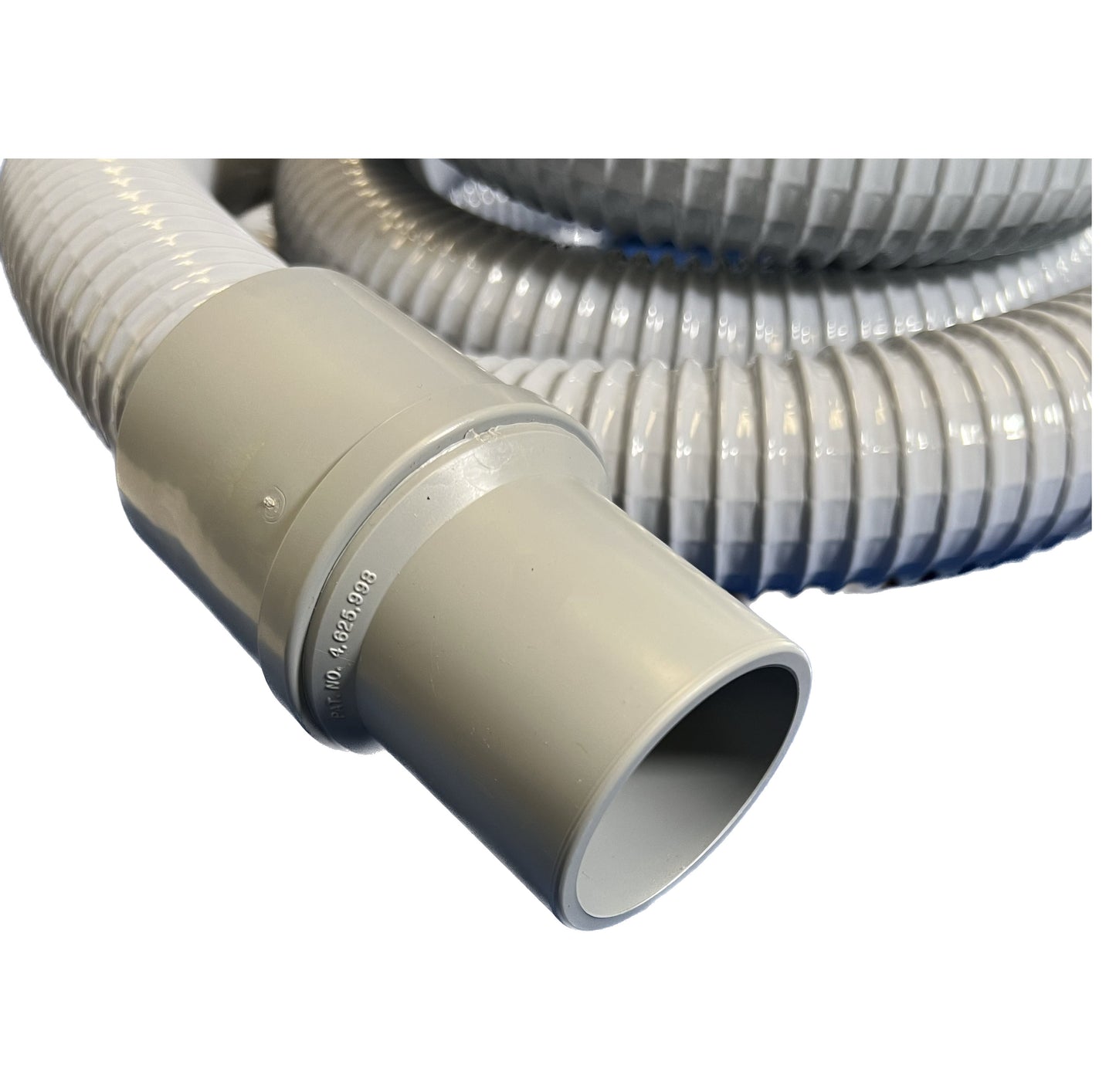 2" Flexible Plastic Grounded Vacuum Hose with Cuffs, Flexaust Dayflex® Flex-Vac® PVC Hose, Gray Color, 10', 15', 25' and 50' Lengths Available, Fits Non-Latching Inlet Valves