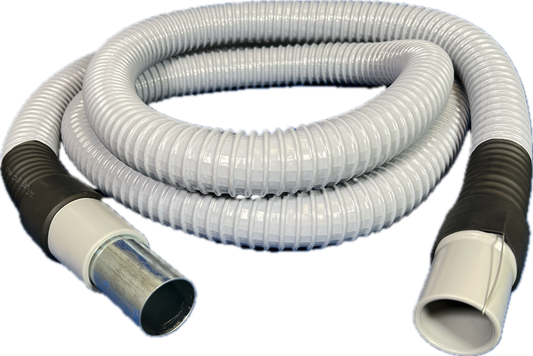 1-1/2" Flexible Plastic PVC Grounded Vacuum Hose with Cuff, Gray Color, 10', 15', 25' and 50' Lengths Available, Fits 1-1/2" I.D. Hoffman Style Inlet Valves and Standard 1-1/2" Floor Rods and Tools