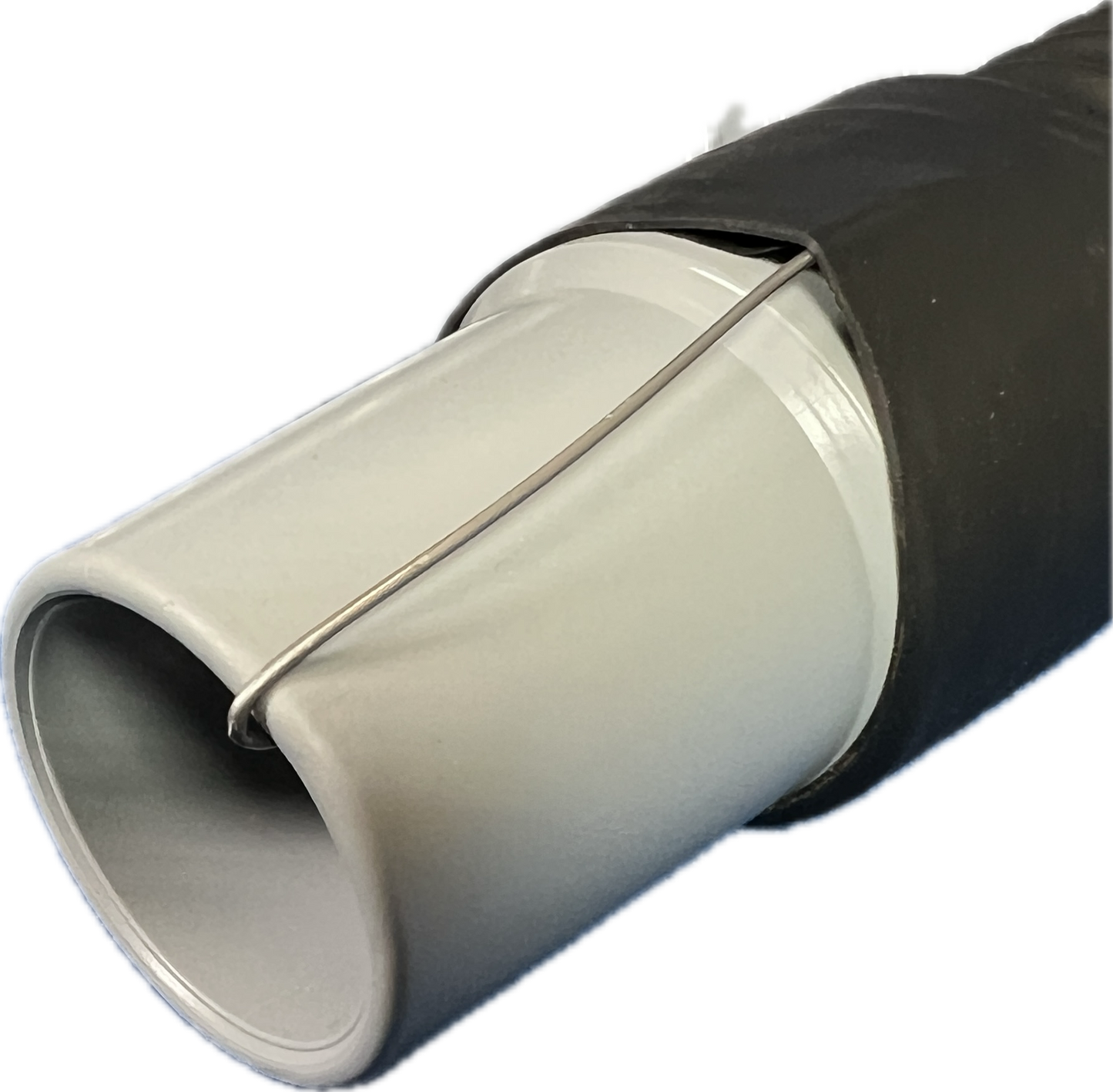 1-1/2" Flexible Plastic PVC Grounded Vacuum Hose with Cuff, Gray Color, 10', 15', 25' and 50' Lengths Available, Fits 1-1/2" I.D. Hoffman Style Inlet Valves and Standard 1-1/2" Floor Rods and Tools